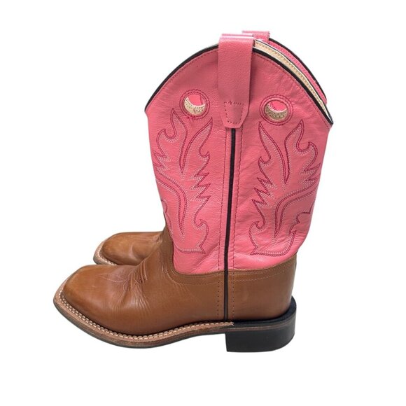 Old West Wide Square Toe 3 Kids Pink Cowgirl Boots Western Boho Outdoors - Picture 4 of 7